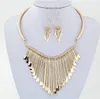 Designer Necklace Earring Sets Luxury Metal Tassels Pendant Chain Bib Necklace Earrings Gifts For Her Jewelry Set