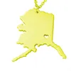 Großhandel Mode Alaska State Charm Halskette, 18 Karat Roségold AK State Card Halsketten, die staatsförmige Halskette mit einem Herz