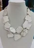 Charm Chunky White Turquoise Slice Handgemaakte Bib Ketting Vrouw Handgemaakte 18 ''