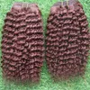 Bundels # 99J rode wijn menselijk haar bundels weven 200g 2 stks / partij Braziliaans haar weave bundels dubbele inslagkwaliteit, afro kinky krullend haar