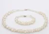 Wunderschöne weiße natürliche Perlenkette 18 Zoll 925 Silber Verschluss Freies Armband