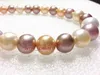 Bel gioielli perla 18 "12-14mm Real Sea South Multicolor Perfect Round Pearl Collana 14k Gold