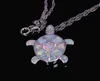 Whole Retail Fashion Jewelry Fine White Fire Opal Sea Turtle Stone Sliver Pendants and Necklace For Women PJ170827137912897