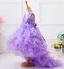 Cheap Purple Blue Red Ball Gown Flower Girl Dresses Organza Ruffle Sequin Girls Pageant Dresses For Teens Christmas Communion Kids Dresses 5