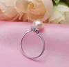 7.5-8mm Freshwater Pearl Ring Inlaid Rhinestone 925 Silver Accessories