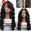 Body Wave Full Lace Wig with Side Bangs Brazilian Human Hair Front Lace Wavy Wigs For Black Women Free Shipping