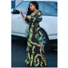 2017 Autumn Womens Maxi Dress Traditional African Print Long Dress Dashiki Elastic Elegant Ladies Bodycon Vintage Chain Print Plus size 3XL
