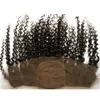 Goedkoop Zijde Base Kant Frontale 13x4 met Baby Haar 8-24 "Kinky Krullend Maagd Indisch Haar Zijde Basis Volledige Kant Frontale Sluiting Gebleekte Knopen