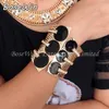 2014 Fashion Corset Design Plaqué Or Métal Noir Glaze Rhienstones Printemps Ouvert Femmes Manchette Bracelets Bracelets BL264