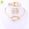 Fashion Jewelry Sets For Women Gold Plated Choker Necklace Earrings Bracelets Ring Wedding Set Party Accessories