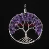 Hela 10st Silver Plated Natural Gravel Gemstone Winding Round Shape Beads Tree of Life Hearling Ponit Chakra Stone Pendant J273o