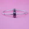 Adatto per Pandora Bracciale fai da te Collana originale 100% gioielli in argento sterling 925 Baci di farfalla rosa Fascino perlina di vetro di Murano