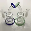 Hookahs 6 polegadas Mini Bongo de vidro de 14 mm machos espessos tubos de água transparentes Rigante de óleo azul verde Duas funções Recycler