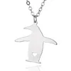 Collier pendentif pingouin en acier inoxydable, chaîne à maillons à breloques animaux, bijoux pour femmes et hommes, cadeaux pour enfants, vente en gros