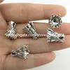 20112 10pcs Vintage Silver Alloy Holy Animal Vivid Male Dragon Head Spacer Beads