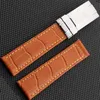 Correa de reloj de cuero genuino de grano de bambú negro marrón naranja de alta calidad para hombre para ROL 20mm reloj de cuero genuino Band228k