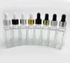 30ml Empty Clear Square Glass Bottles Eye Dropper Aromatherapy Perfume 1oz Transparent Glass Vials