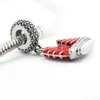 Fits for pandora Snake chain bracelets necklace 100% 925 sterling silver beads Chinese Junk Ship, Red Enamel & Clear CZ 2016 NEW summer