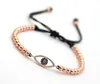 Commercio all'ingrosso di gioielli alla moda realizzati con perline di bronzo rotonde da 4 mm Moda Micro Pave CZ Eye Braiding Macrame Bracciali
