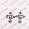 Filigree Heart Cross Dangle Candelier Örhängen 925 Silver Fish Ear Hook 30Pairs / Lot E425 20.5x45.3mm