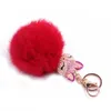 Crystal Fox Pompom Key Ring llavero Pom Pom Rabbit Fur Ball Key Chain Bag Chaveiro Femme Porte Women y Keychain44656083518312