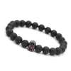 Mens Smycken Partihandel 8mm Svart Matt Agate Stone Pärlor med Micro Inlay Zircom Spartan Helmet Armband