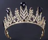 Barock-Stil, Hochzeit, Party, Haarschmuck, lila Dimand-Kristalle, Prinzessin, Königin, Perlen, Kopfbedeckung, Braut-Tiaras, Schmuck, goldene Festzugskronen