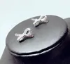 S 925 الفضة النقية كاملة من الزركون الماس لطيف bowknot أقراط ترصيع الحساسية الحرة الشحن المجاني