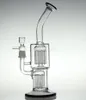 Percoladores de agua de dos funciones reciclador de vidrio bongs de vidrio tubería de agua color negro 14.4 mm junta