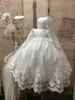 Robe de bal en dentelle bébé robe de baptême blanc tenues de baptême avec manches longues formel infantile fille première Communion avec Bonnet