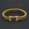 Bracciale in acciaio inossidabile con zirconi micro Cz Braccialetti Hiphop 2 file Franco Bracciale a catena in oro argento Gioielli bling da uomo