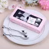 100set 2pcs / set en forme de coeur amour café thé mesure cuillère décoration de mariage amant cadeau en acier inoxydable dîner vaisselle ensembles ZA0584