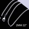 2mm 925 Sterling Silver Curb Chain Halsband Mode Kvinnor Hummer Clasps Kedjor Smycken 16 18 20 22 24 26 inches DHL Freeshipping