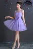 Lavender Tulle Short Bridesmaid Dress With Bow Lace Up 2018 Knee Length Bridesmaid Gowns For Wedding