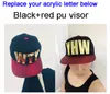 Anpassade snapbacks 3d akryl bokstäver pu läder platt visir hattar hela justerbar akryl hiphop cap8711670