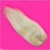 9A Virgin Peruvian Blonde 4x4 Lace Top Closure Bleached Knots Silky Straight #613 Blonde Lace Front Closure Hair Pieces Middle Parting