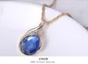 Mode Sapphire + Oostenrijkse Crystal Hollow Statement Sieraden Sets 18K Gold Opal Hanger Ketting Oorbel Set met Swarovski Elements