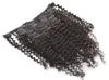 100% verklig brasiliansk människa hår kinky lockigt klipp i hårförlängningar 12-26 tum 120 g 7 st/set g-easy hår