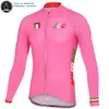 Thin Or Winter Thermal Fleece NEW Pink Italia Italy 100 Years RACE Team Long Cycling Jersey / Shirts & Tops Breathable Customized JIASHUO