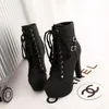 패션 여성 부츠 하이힐 발목 부츠 플랫 슈즈 브랜드 여성 신발 가을 겨울 Botas 무료 배송
