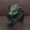 3pcs / mycket ny design svart färg lejon huvudring 316l rostfritt stål mode smycken band fest cool lejon kung ring