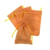 100PC Drawstring Cotton Linen Pouches Multicolor Gift Bag For Party Wedding Candy Small Floral Jewelry Packing Bag