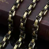 Trendy Heavy Cool Men's Jewelry Gold & Black Stainless Steel Solid byzantine chain necklace in Men's Jewelry 10mm 24''