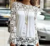 2016 Ladies Floral Dress Full Sleeve Chiffon Blouse Lace Top Shirt Blouse Women Clothing Plus size free shipping