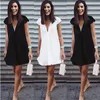 x20179 Sexy Women Summer Deep V-Neck Dresses Casual Plus Size Short Mini Black Dress New 2016