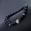 Natürlicher grüner türkisfarbener Howlith-Stein, Buddha-Perlen, schwarzer Peeling-Onyx-Achat, Lavastein-Ketten, Glücksarmband, Perlenstränge, Modeschmuck