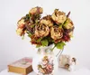 Flower Vintage Noble Large Real Touch Flower Peony Bouquet Artificial Tree Peony Bushes Home Coffee Table Office Hotel Store Decorations
