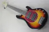 Custom Music Man 6 Cuerdas Bajo Erime Ball StingRay Sunburst Guitarra eléctrica Golpeador rojo Cuello de arce Chrome Hardware