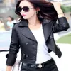 Wholesale-5XL 2016 New Women Leather jacket with real fur collar 2 Uses For Short And Long Leather Coat Women Leather Jackets Plus Size