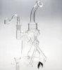 Online Shop Nyast Double Recycler Pyrex Vattenrör Glas Bong har glasdiffusion kan placeras silikonvaxoljebehållare 14mm led